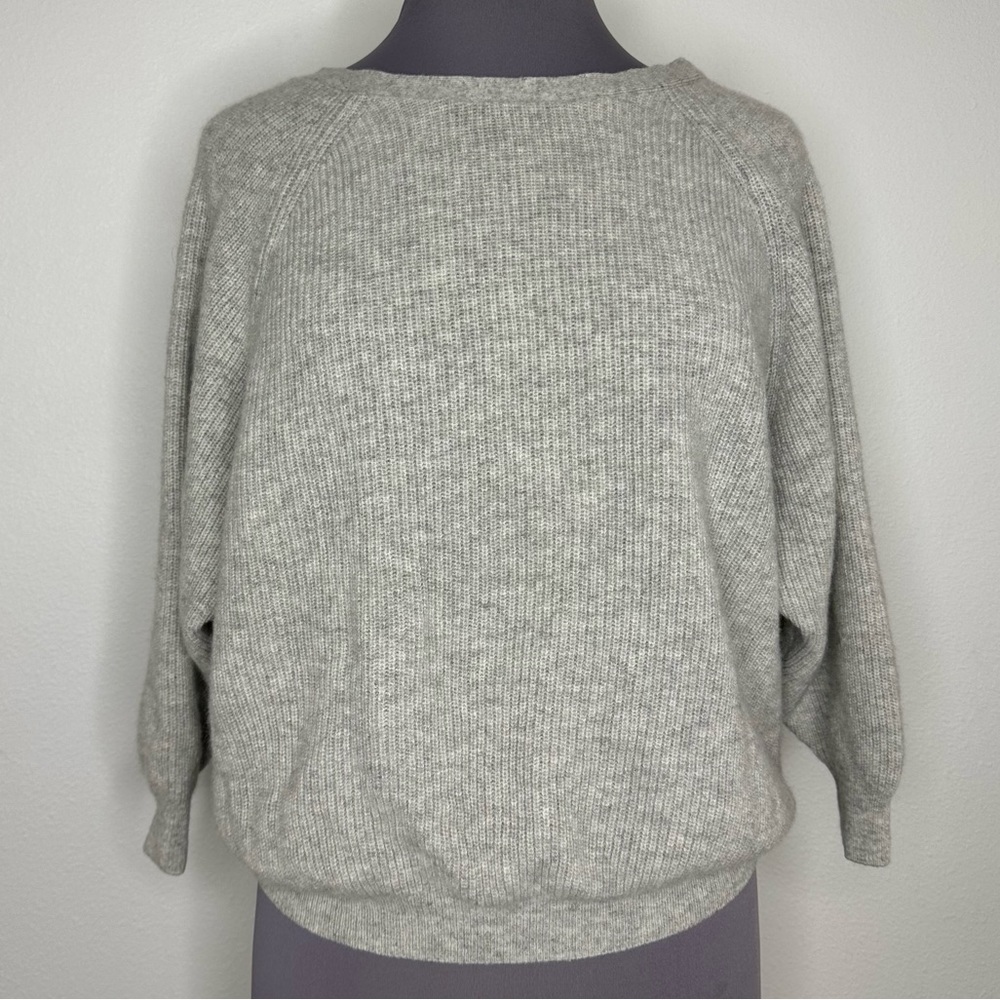 BA&SH 100% Cashmere “Cramy” Twist Back Ribbed Knit Sweater in Grey Sz S - Picture 3 of 14
